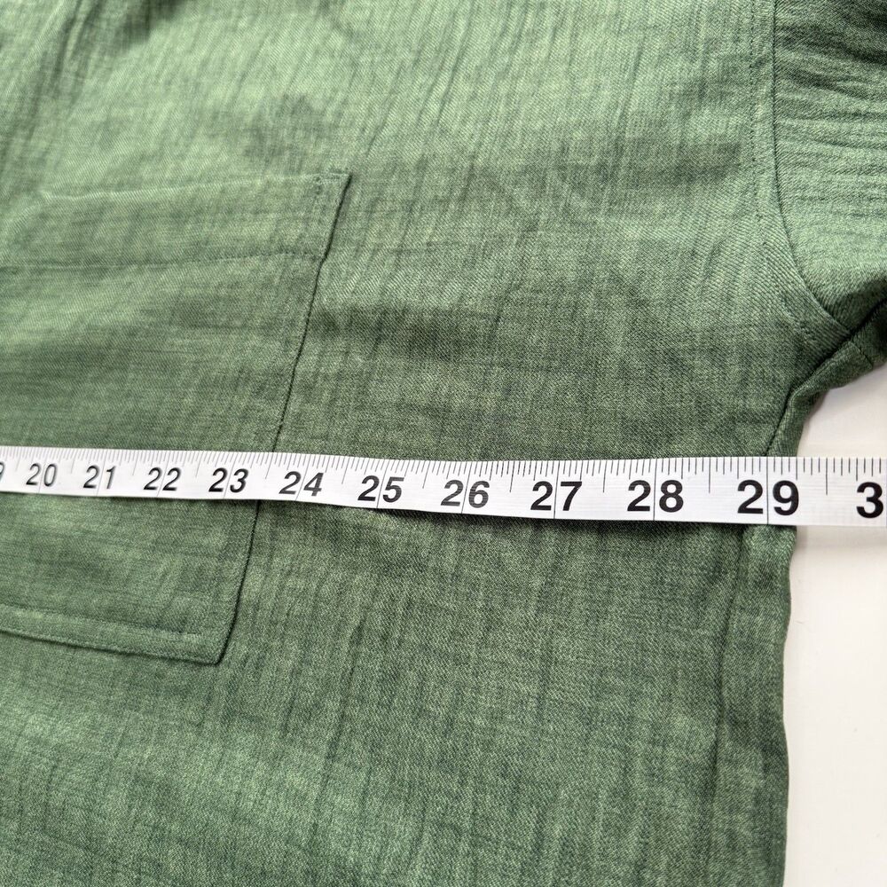 Max Studio London 3X Green Blouse Collared Roll Tab Sleeve Oversized Top - Picture 9 of 10